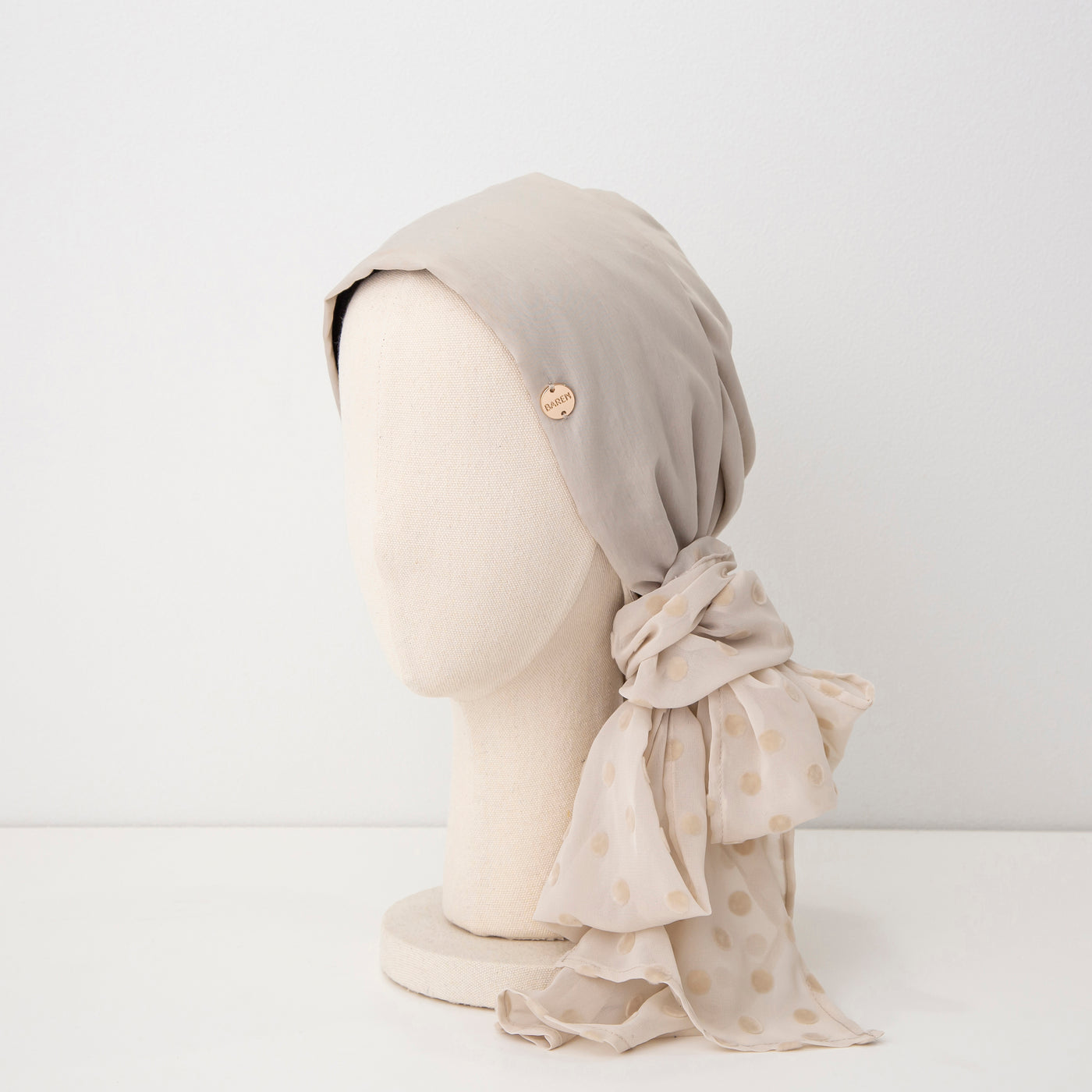 SCARF HAT / Dot Chiffon-Beige