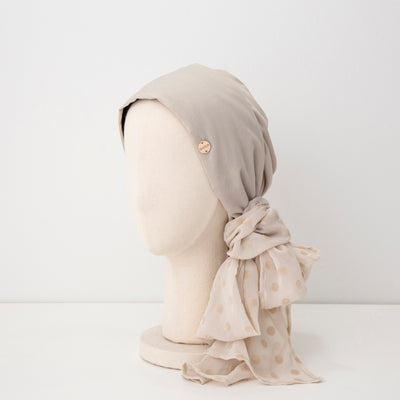 SCARF HAT / Dot Chiffon-Beige