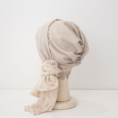 SCARF HAT / Dot Chiffon-Beige