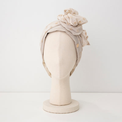 SCARF HAT / Dot Chiffon-Beige