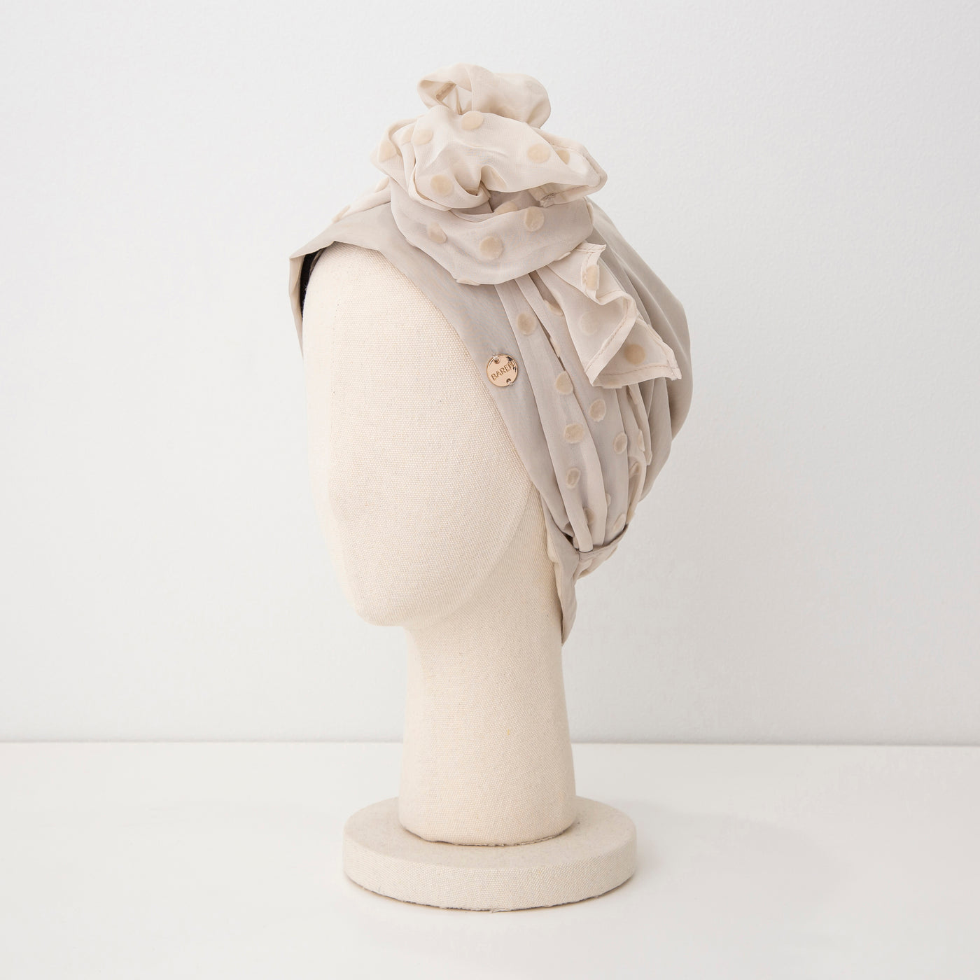 SCARF HAT / Dot Chiffon-Beige