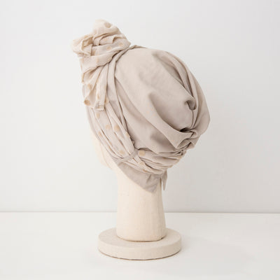 SCARF HAT / Dot Chiffon-Beige