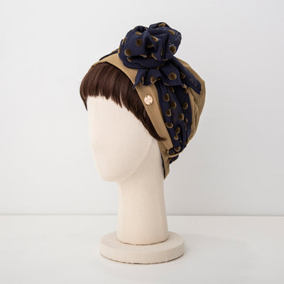 SCARF HAT / Dot Chiffon-Khaki