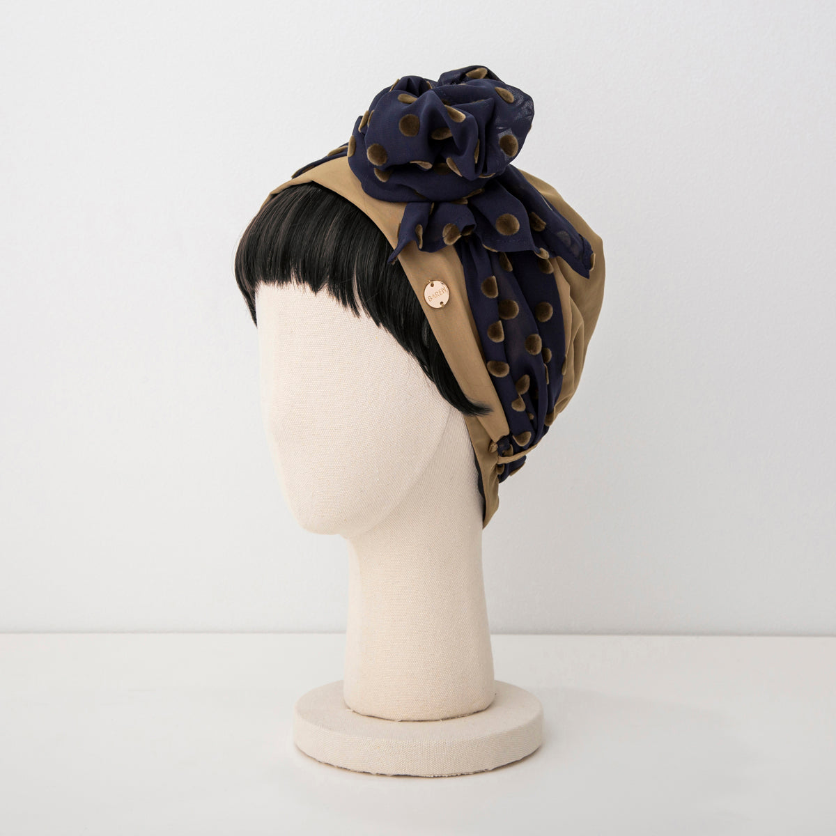 SCARF HAT / DotChiffon-Khaki