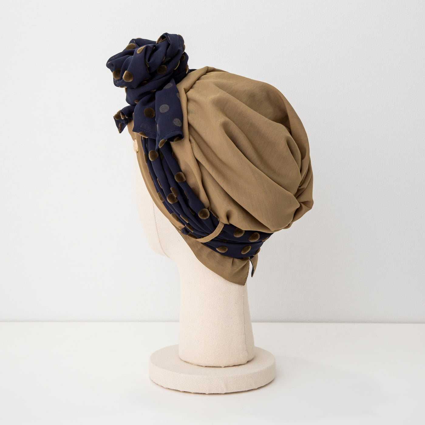 SCARF HAT / DotChiffon-Khaki