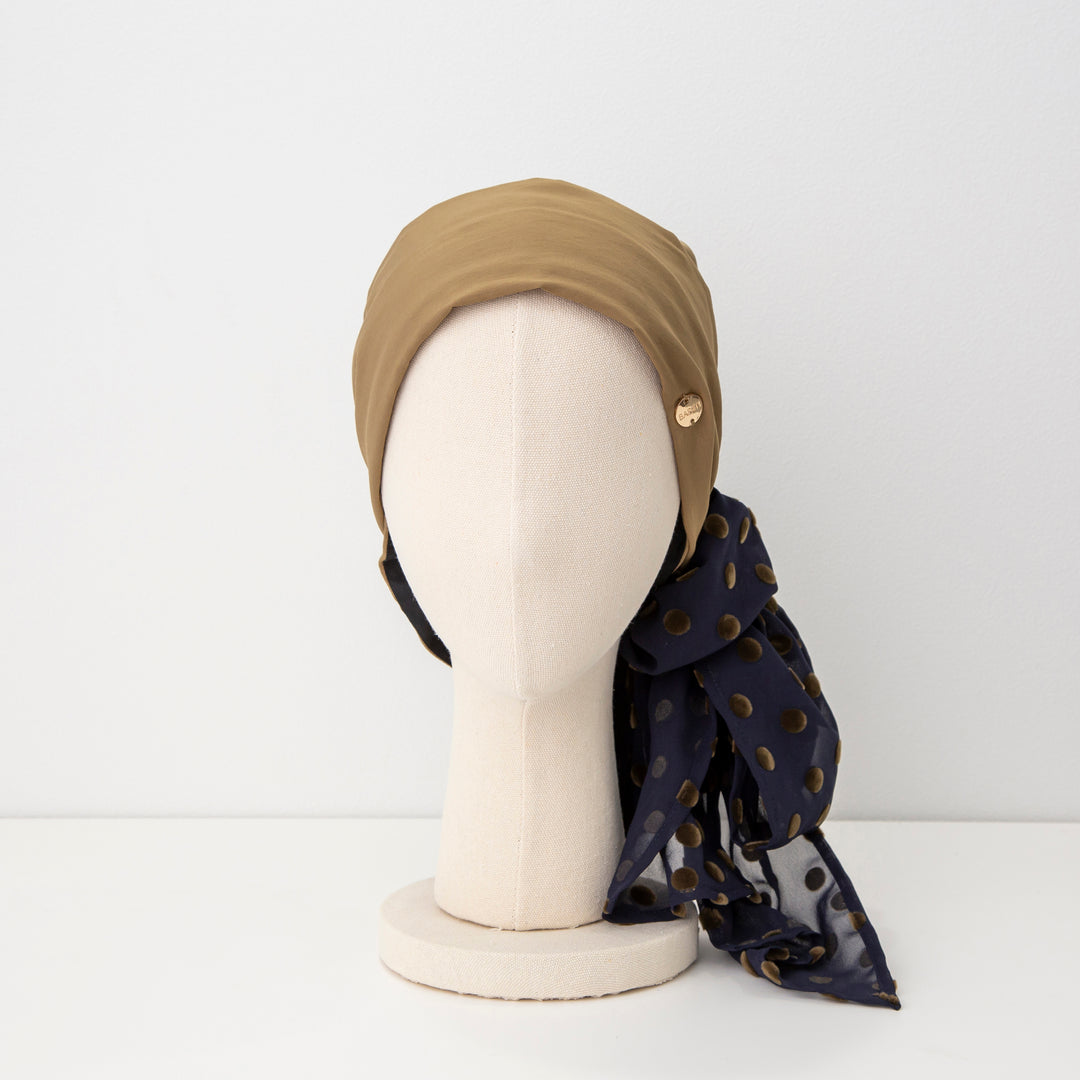 BAREN バレン スカーフハット M ドットシフォンカーキ SCARF HAT (M) / DotChiffon-Khaki – BAREN(バレン)