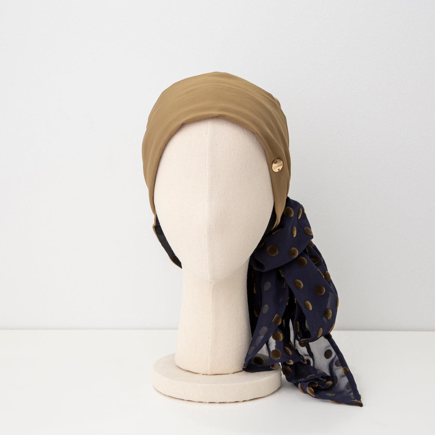 SCARF HAT / DotChiffon-Khaki