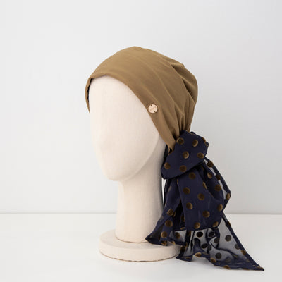 SCARF HAT / DotChiffon-Khaki