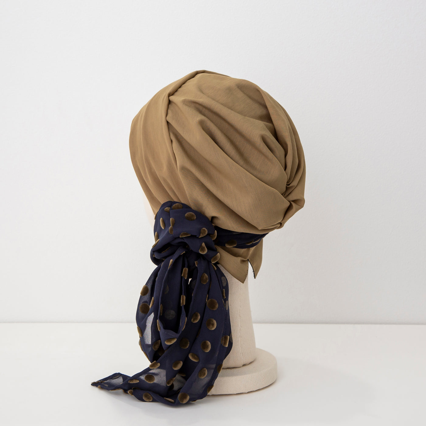 SCARF HAT / DotChiffon-Khaki