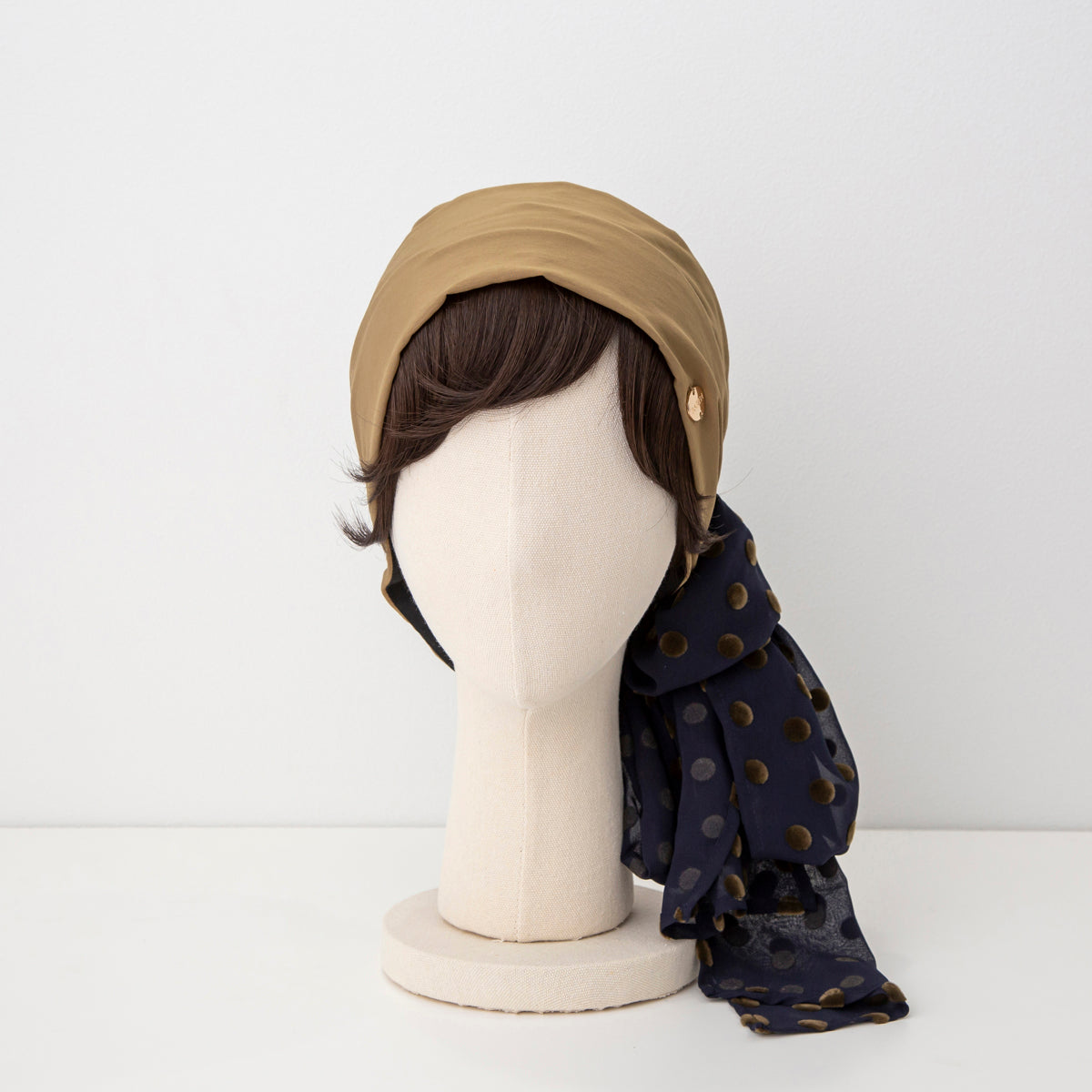 SCARF HAT / DotChiffon-Khaki