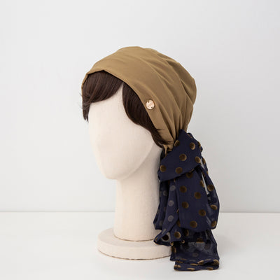 SCARF HAT / DotChiffon-Khaki