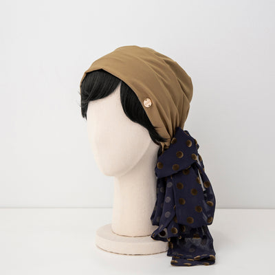 SCARF HAT / Dot Chiffon-Khaki