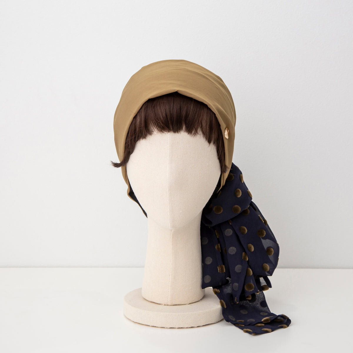 SCARF HAT / DotChiffon-Khaki