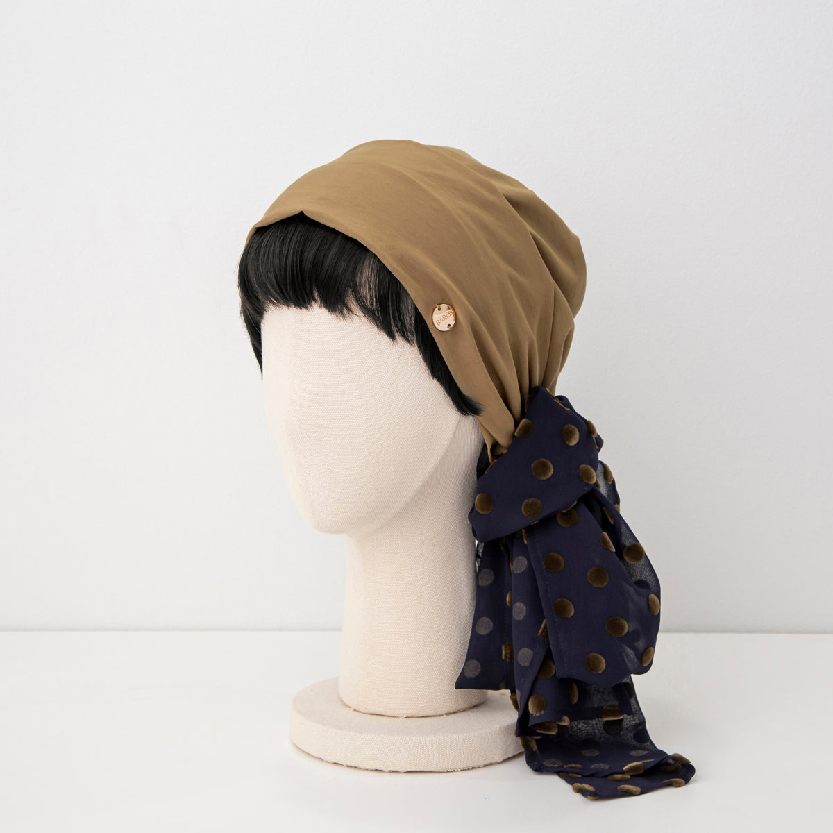 SCARF HAT / DotChiffon-Khaki