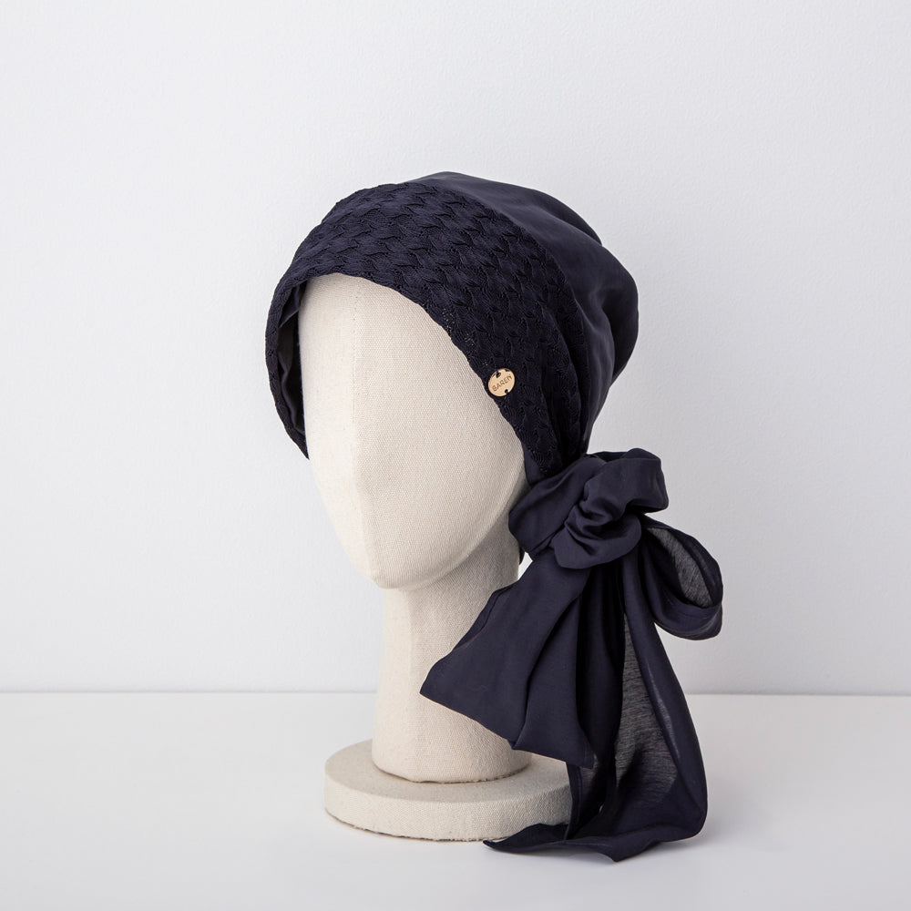 SCARF HAT / KnitLace-Navy