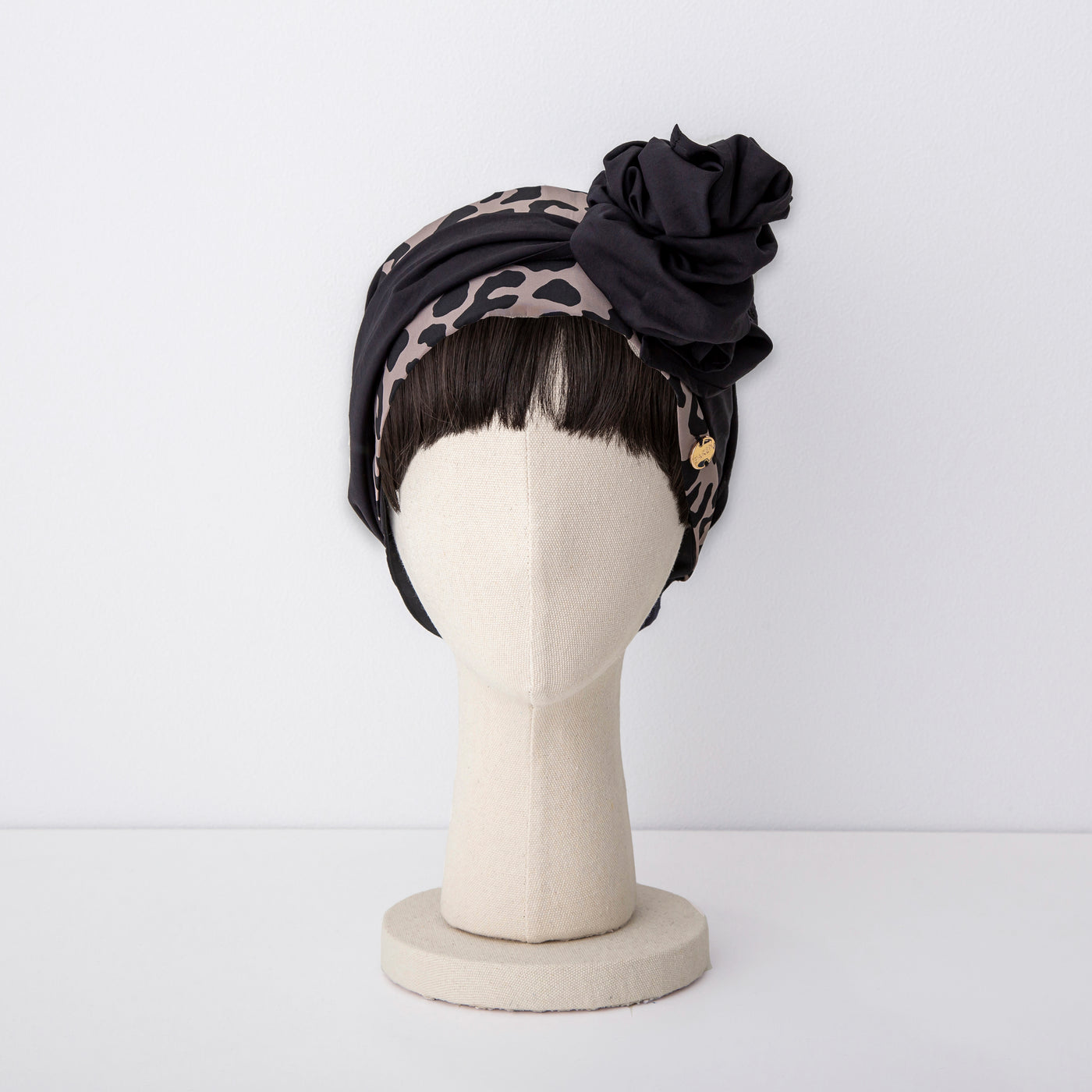 SCARF HAT / Leopard-Black