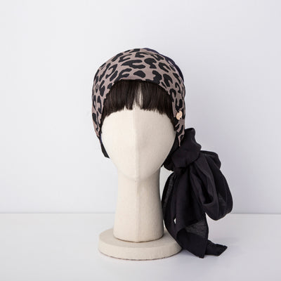 SCARF HAT / Leopard-Black