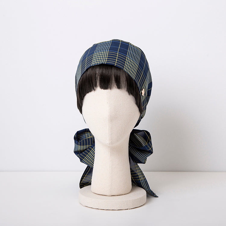 SCARF HAT (M) / Checked-Navy – BAREN（バレン）