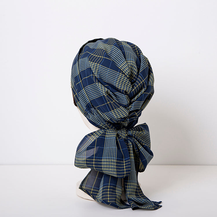ウィッグ・エクステ SCARF HAT (M) / Checked-Navy 8_b3c84a31-9f63-4e35-98f6-