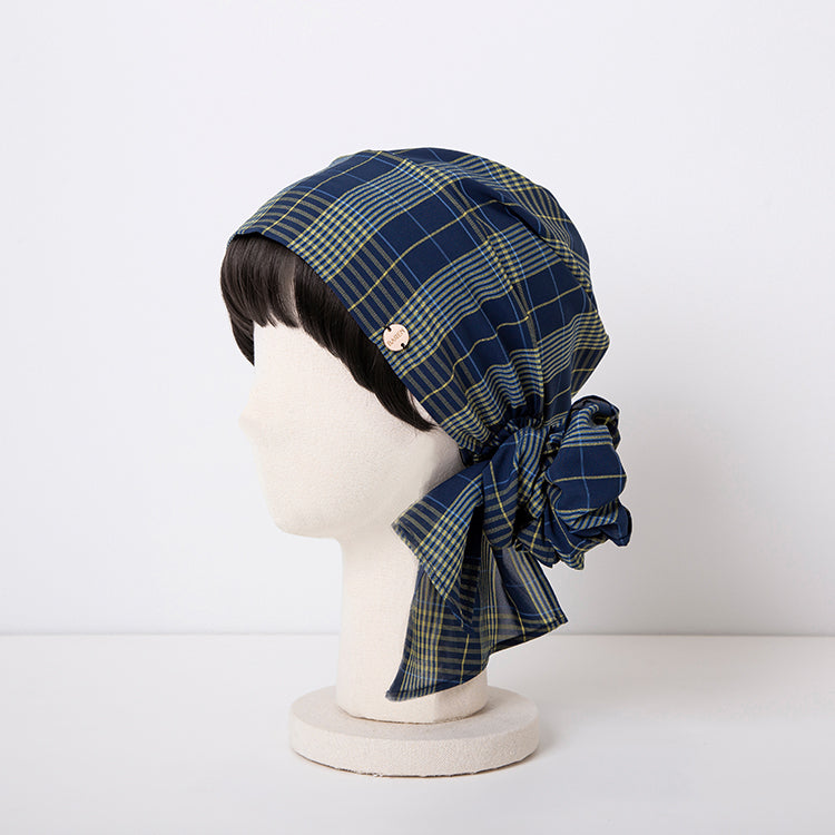 SCARF HAT (M) / Checked-Navy – BAREN（バレン）