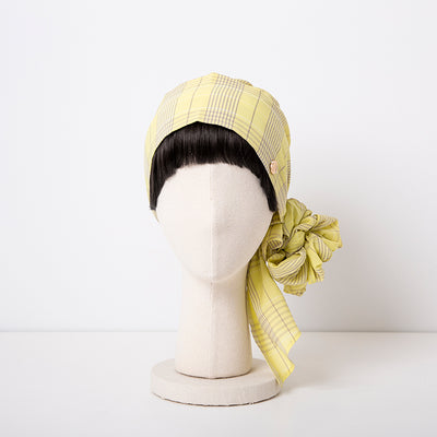 SCARF HAT(S size) / Checked-Yellow