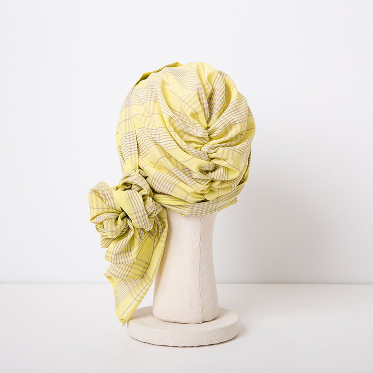 SCARF HAT(S size) / Checked-Yellow