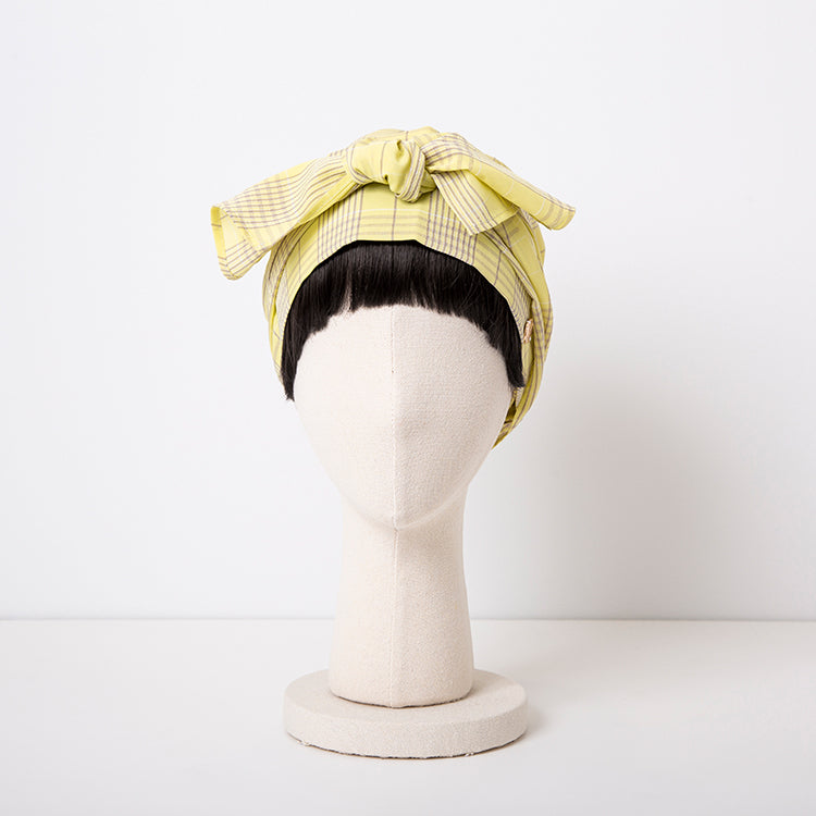 SCARF HAT(S size) / Checked-Yellow