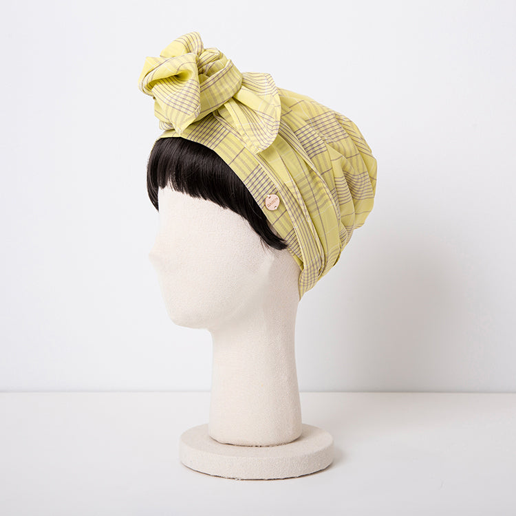 SCARF HAT(S size) / Checked-Yellow