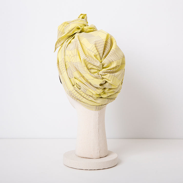 SCARF HAT(S size) / Checked-Yellow