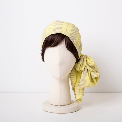 SCARF HAT(S size) / Checked-Yellow