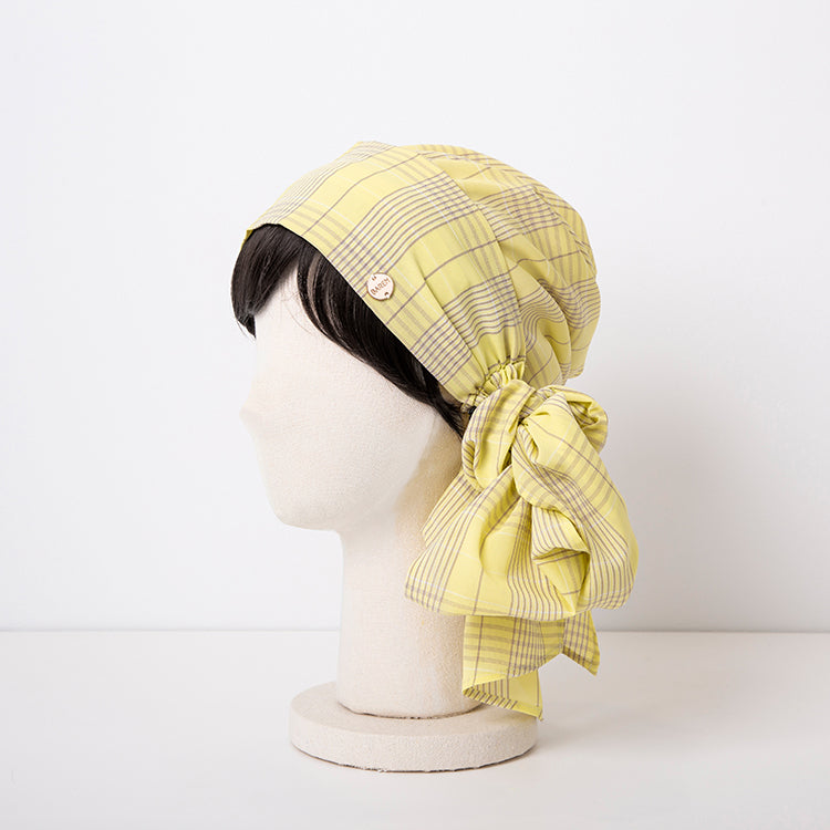 SCARF HAT(S size) / Checked-Yellow