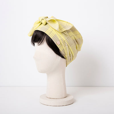 SCARF HAT(S size) / Checked-Yellow