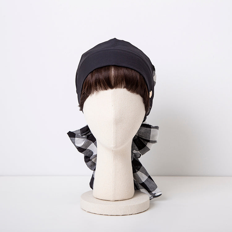 SCARF HAT (M) / Gingham-Black – BAREN（バレン）