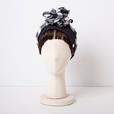 SCARF HAT(S size) / Gingham-Black