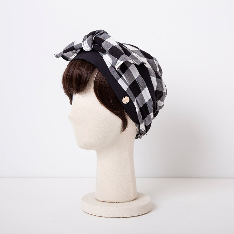 SCARF HAT (M) / Gingham-Black – BAREN（バレン）