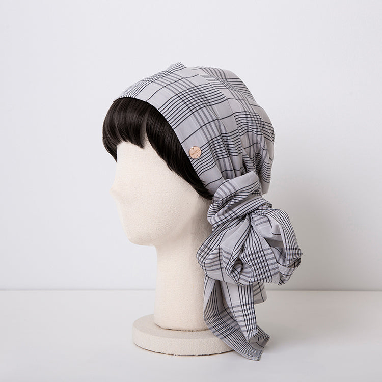 SCARF HAT(Sサイズ) / Checked-Ivory