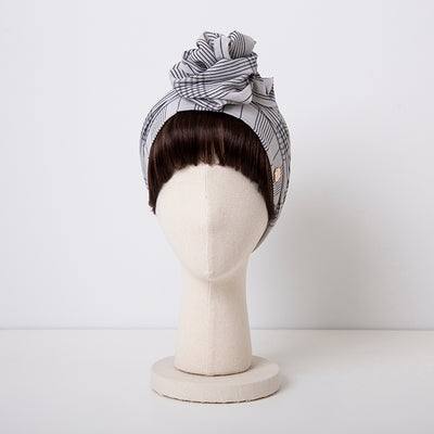 SCARF HAT / Checked-Ivory