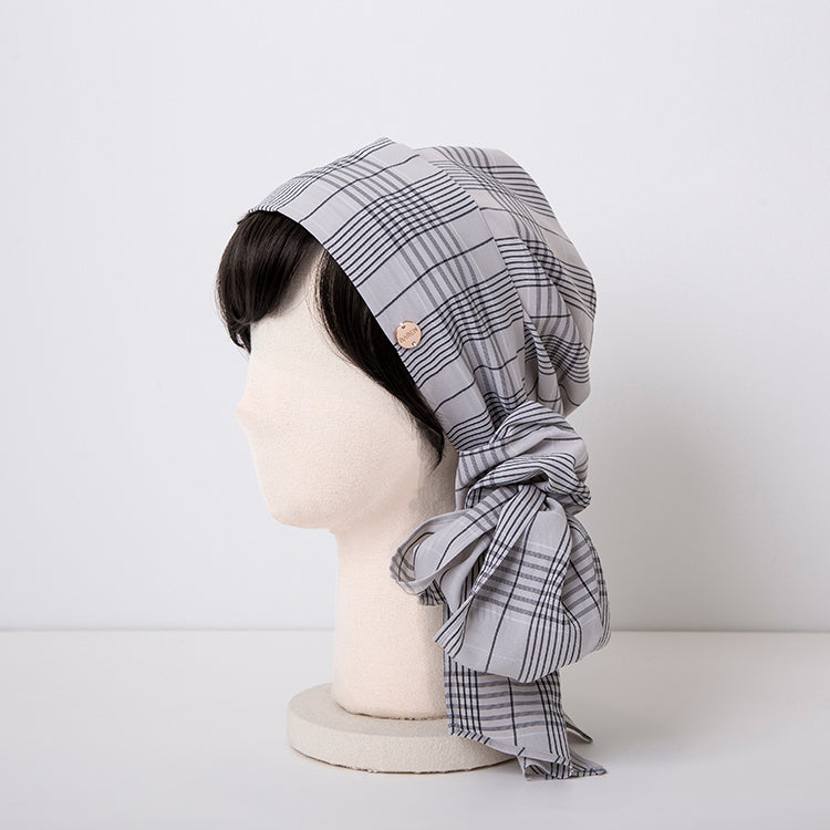 SCARF HAT(Sサイズ) / Checked-Ivory