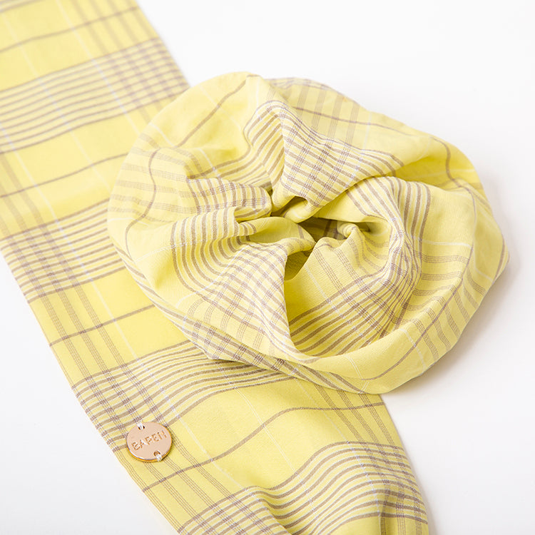 SCARF HAT(S size) / Checked-Yellow